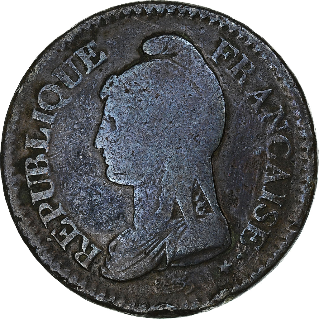 France, Decime, Dupré, AN 7, Paris, Bronze, VF(30-35), Gadoury:187