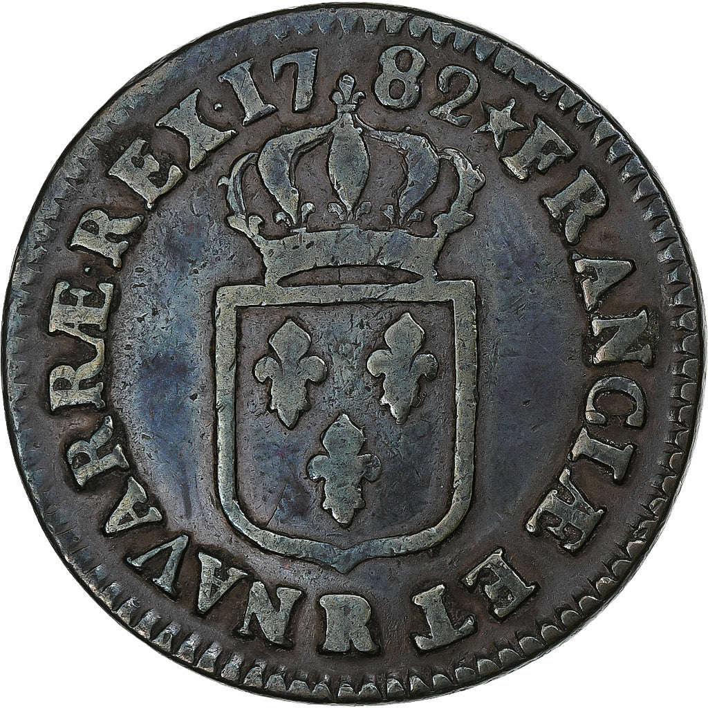 Francia, Louis XVI, Sol, 1782, Orléans, Rame, MB+, Gadoury:350