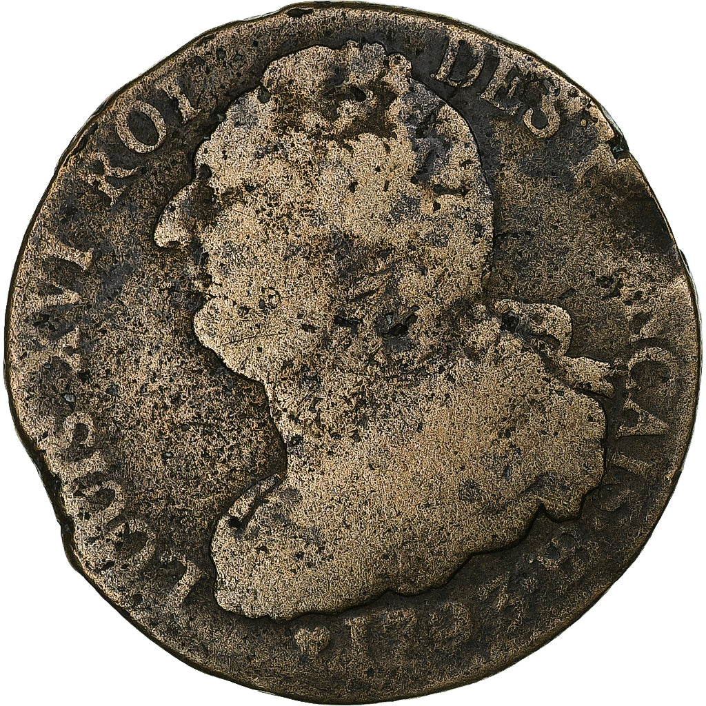 França, Louis XVI, 2 sols Français, 1793 / AN 5, Strasbourg, Métal de cloche