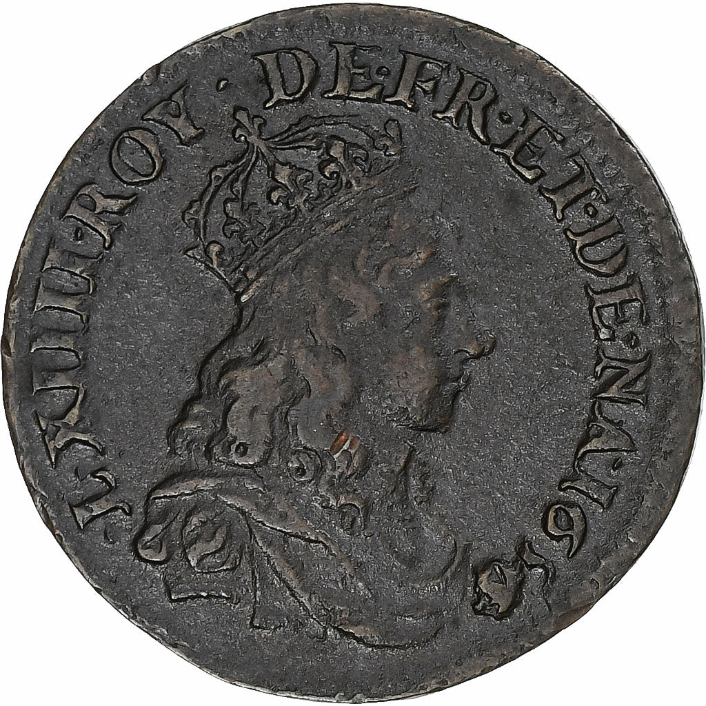 France, Louis XIV, Liard, 1656/5, Paris, Copper, EF(40-45), Gadoury:80