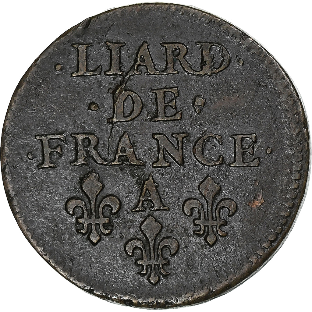 France, Louis XIV, Liard, 1656/5, Paris, Copper, EF(40-45), Gadoury:80