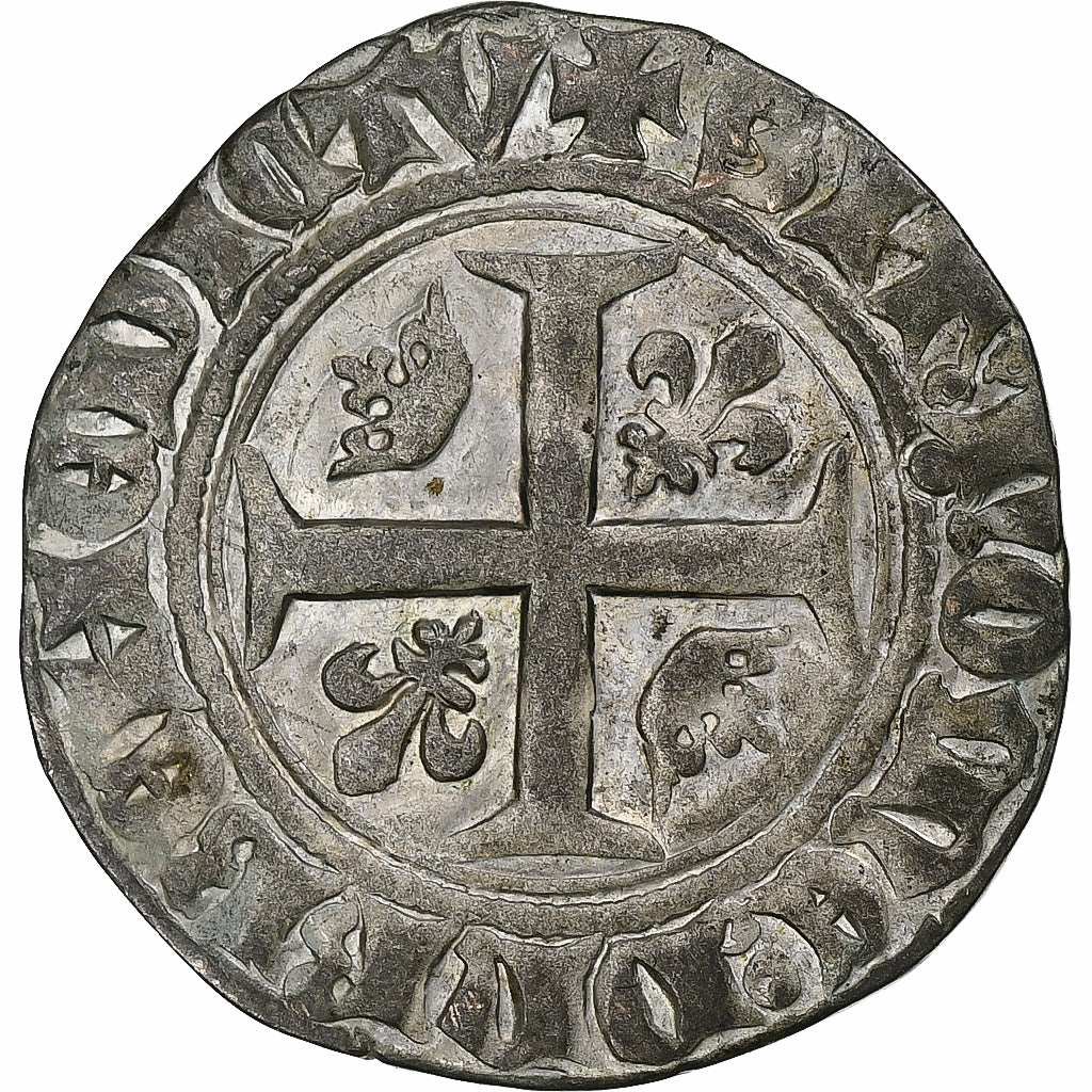 France, Charles VI, Blanc Guénar, Montpellier, Billon, EF(40-45), Duplessy:377