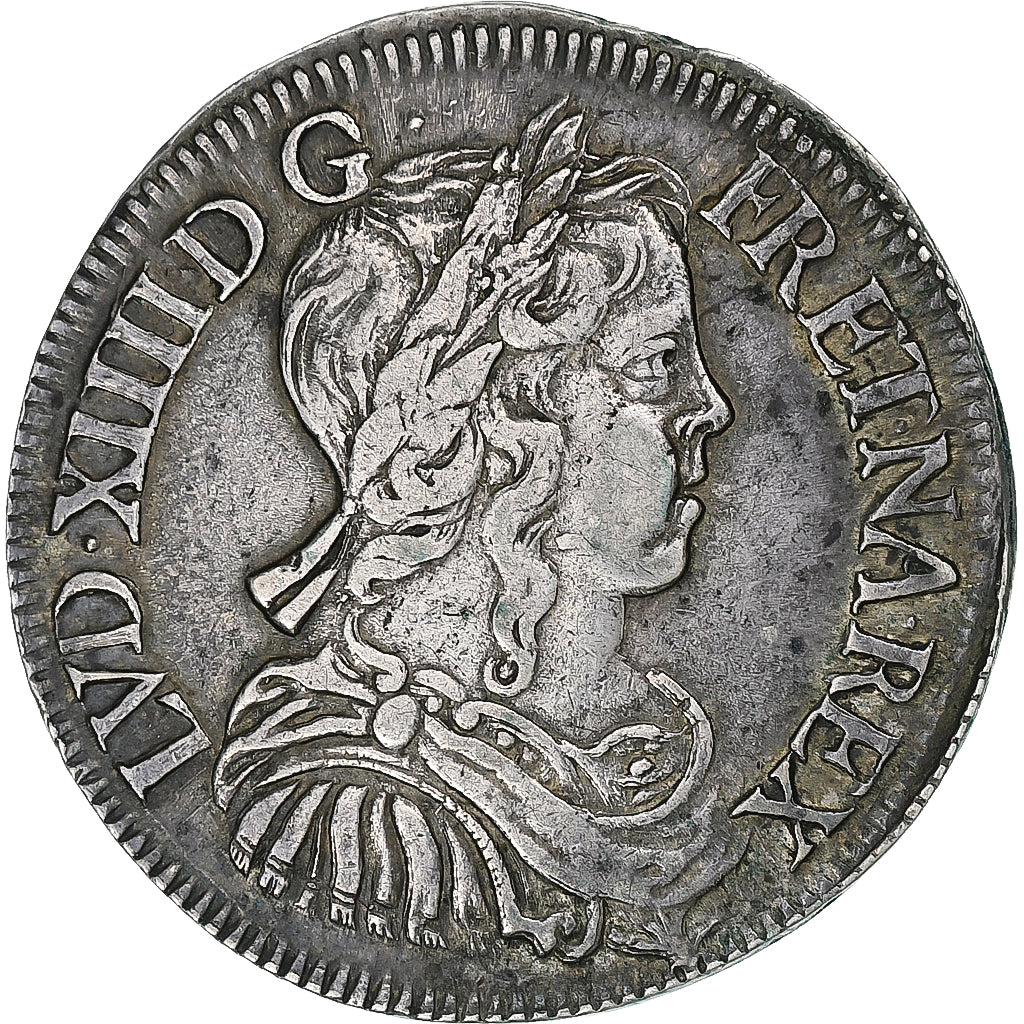 Frankreich, Louis XIV, 1/2 Écu à la mèche longue, 1650, La Rochelle, Silber