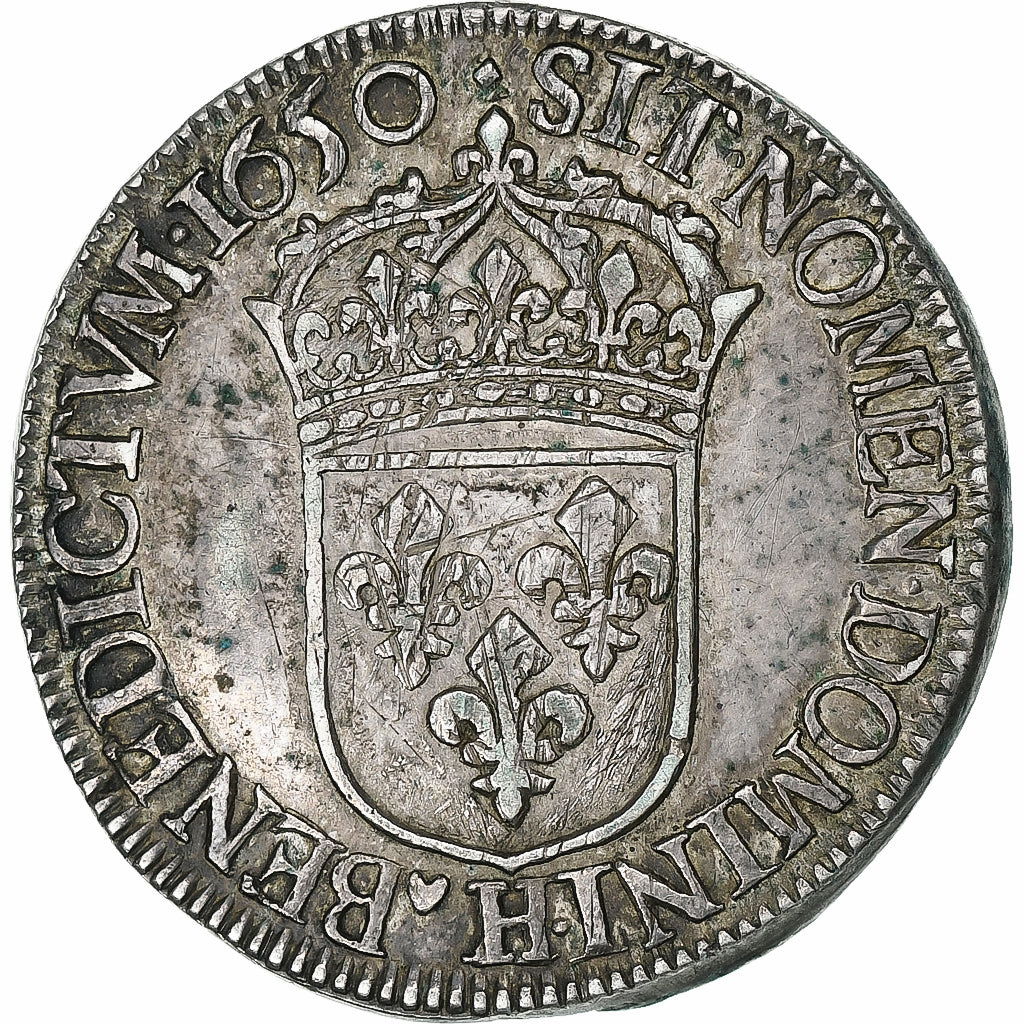 Frankreich, Louis XIV, 1/2 Écu à la mèche longue, 1650, La Rochelle, Silber