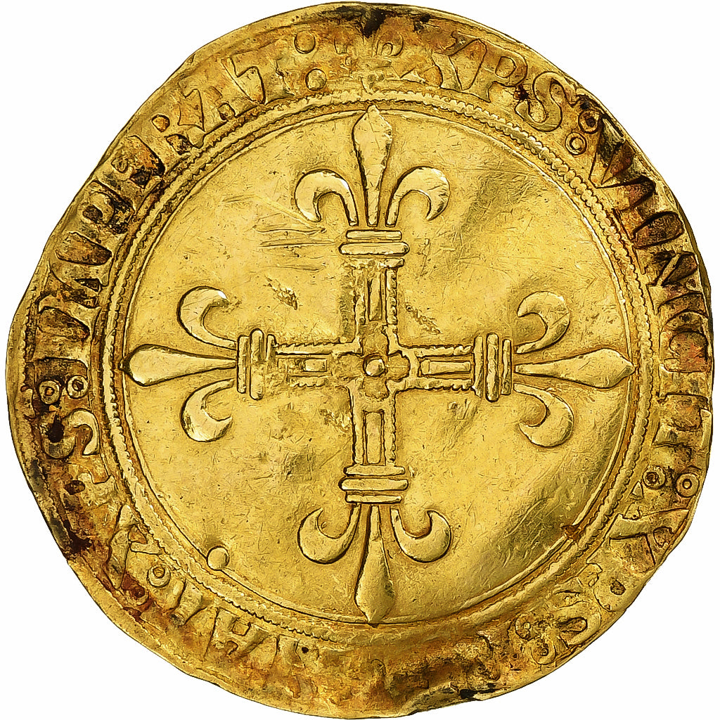 França, Charles VIII, Écu d'or au soleil, 1494-1498, Paris, Dourado