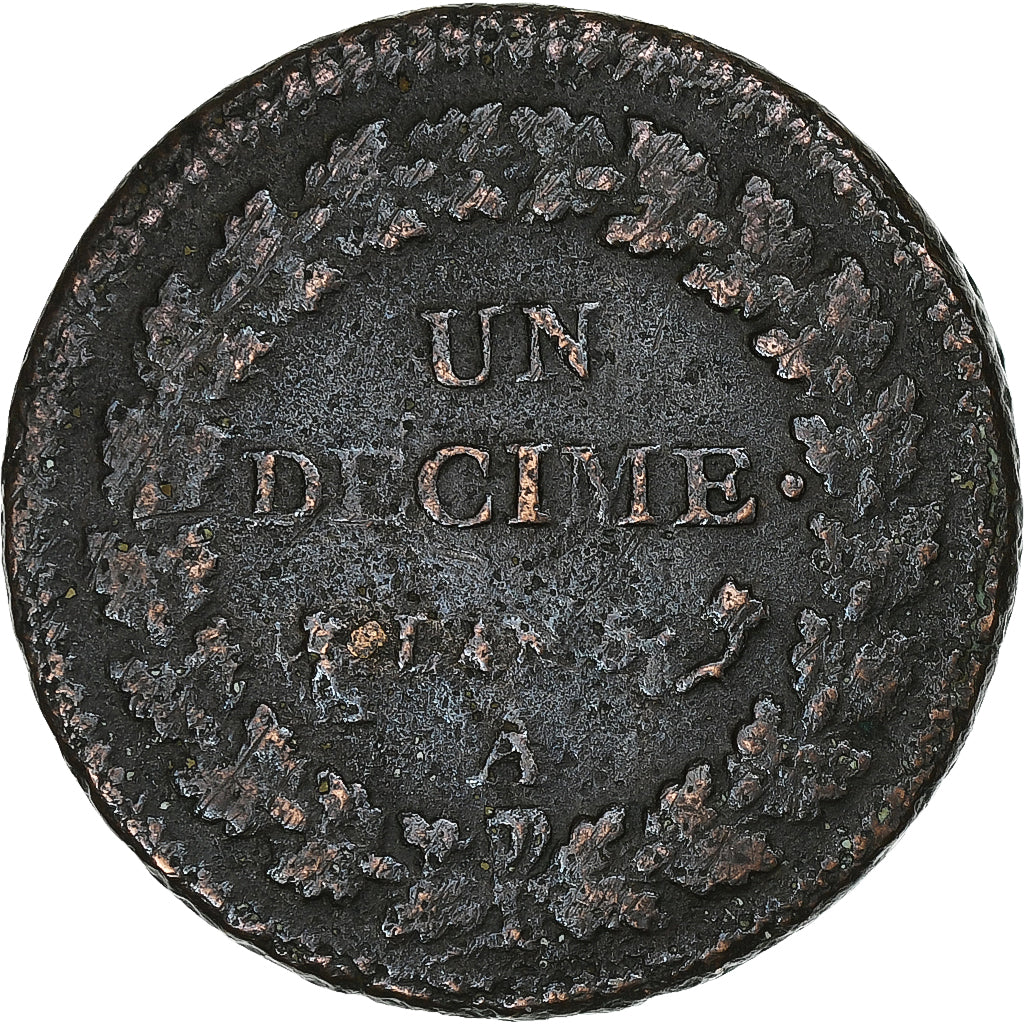 Frankreich, Decime, Dupré, AN 5, Paris, Bronze, S+, Gadoury:187, KM:644