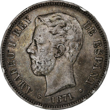 Spain, Amadeao I, 5 Pesetas, 1871, Madrid, Silver, EF(40-45), KM:666