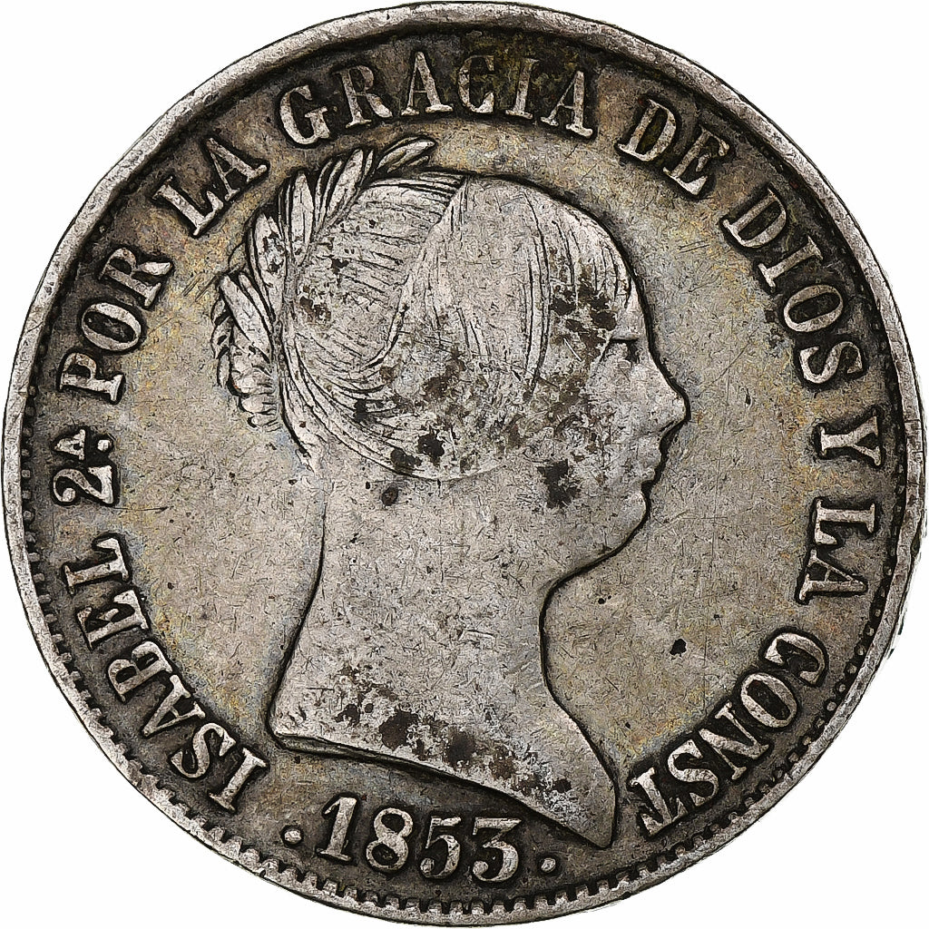 Spain, Isabel II, 10 Reales, 1853, Barcelona, Silver, EF(40-45), KM:595.3