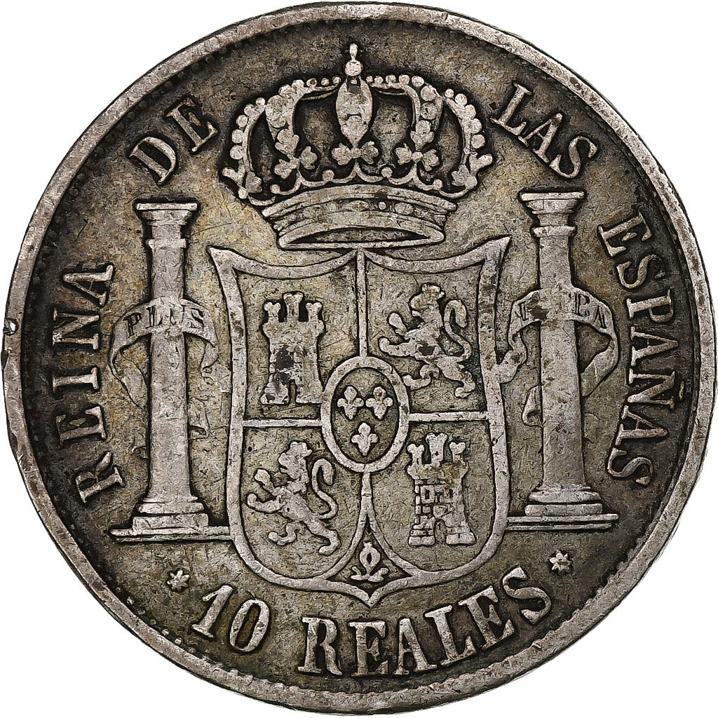 Spain, Isabel II, 10 Reales, 1853, Barcelona, Silver, EF(40-45), KM:595.3
