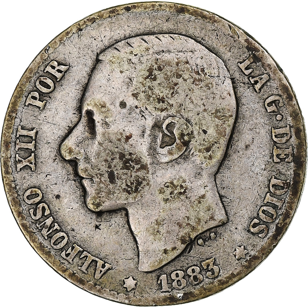 Spagna, Alfonso XII, Peseta, 1883, Madrid, Argento, MB+, KM:686