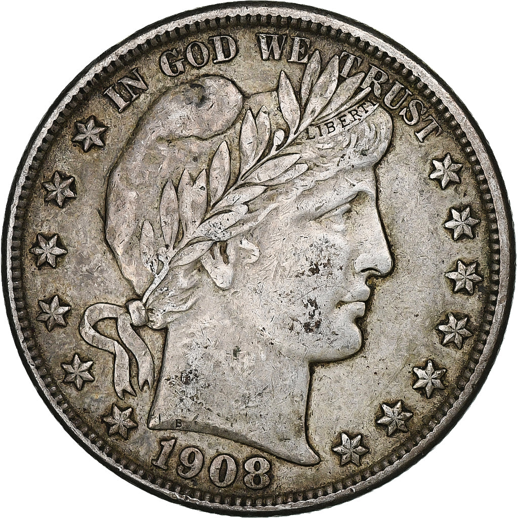 Verenigde Staten, Half Dollar, Barber, 1908, New Orleans, Zilver, ZF, KM:116