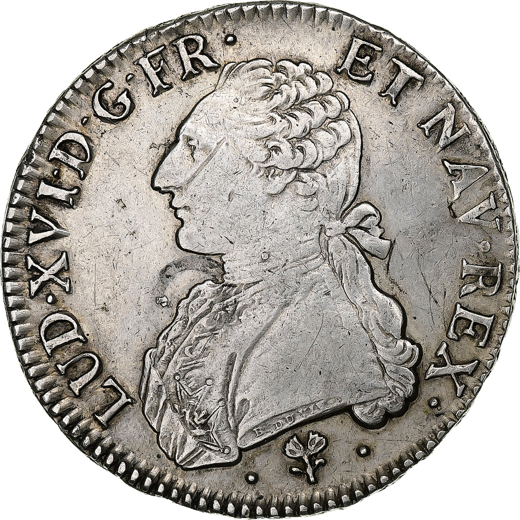 França, Louis XVI, Ecu aux branches d'olivier, 1785, Bayonne, Prata, AU(50-53)