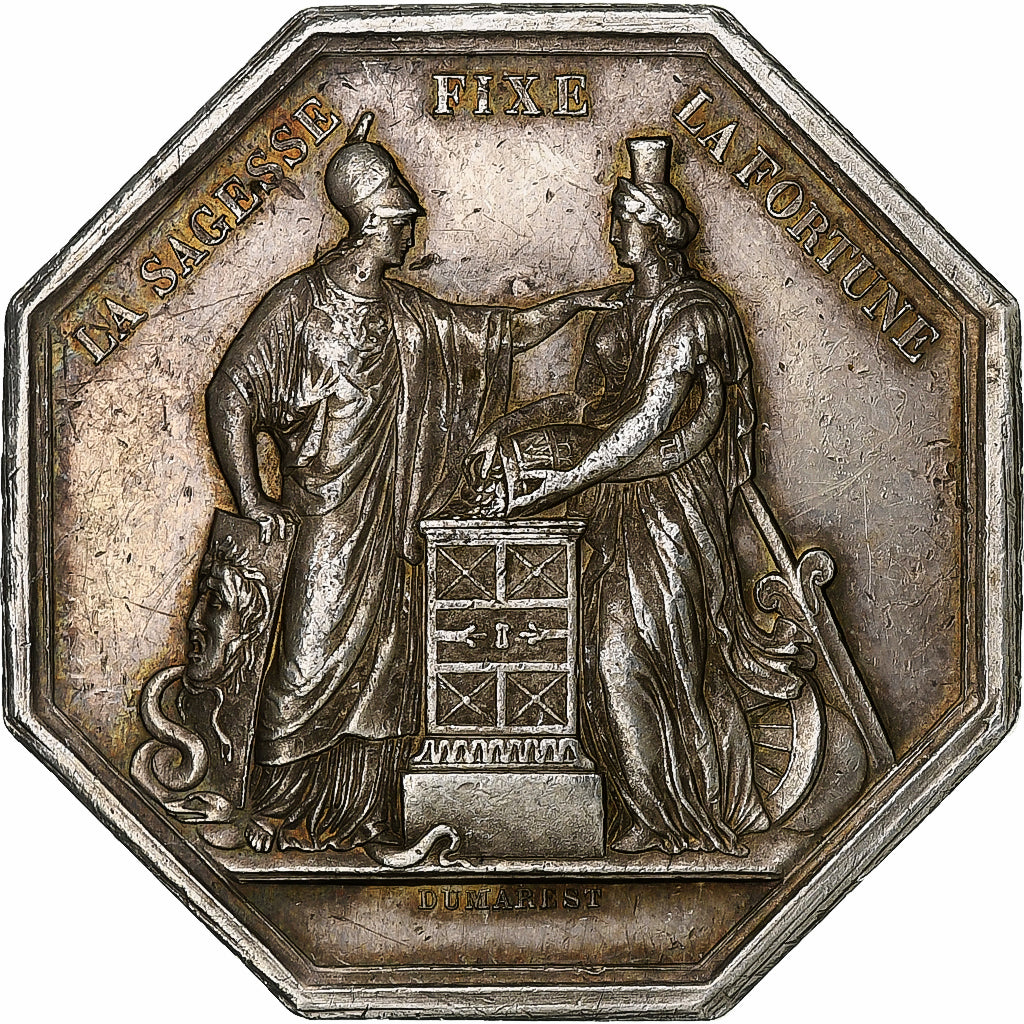 Francia, zeton, Banque de France, An VIII, Plata, Dumarest, MBC+