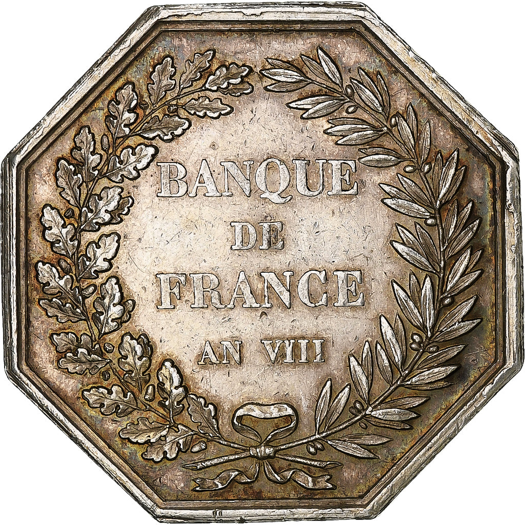 Francia, zeton, Banque de France, An VIII, Plata, Dumarest, MBC+