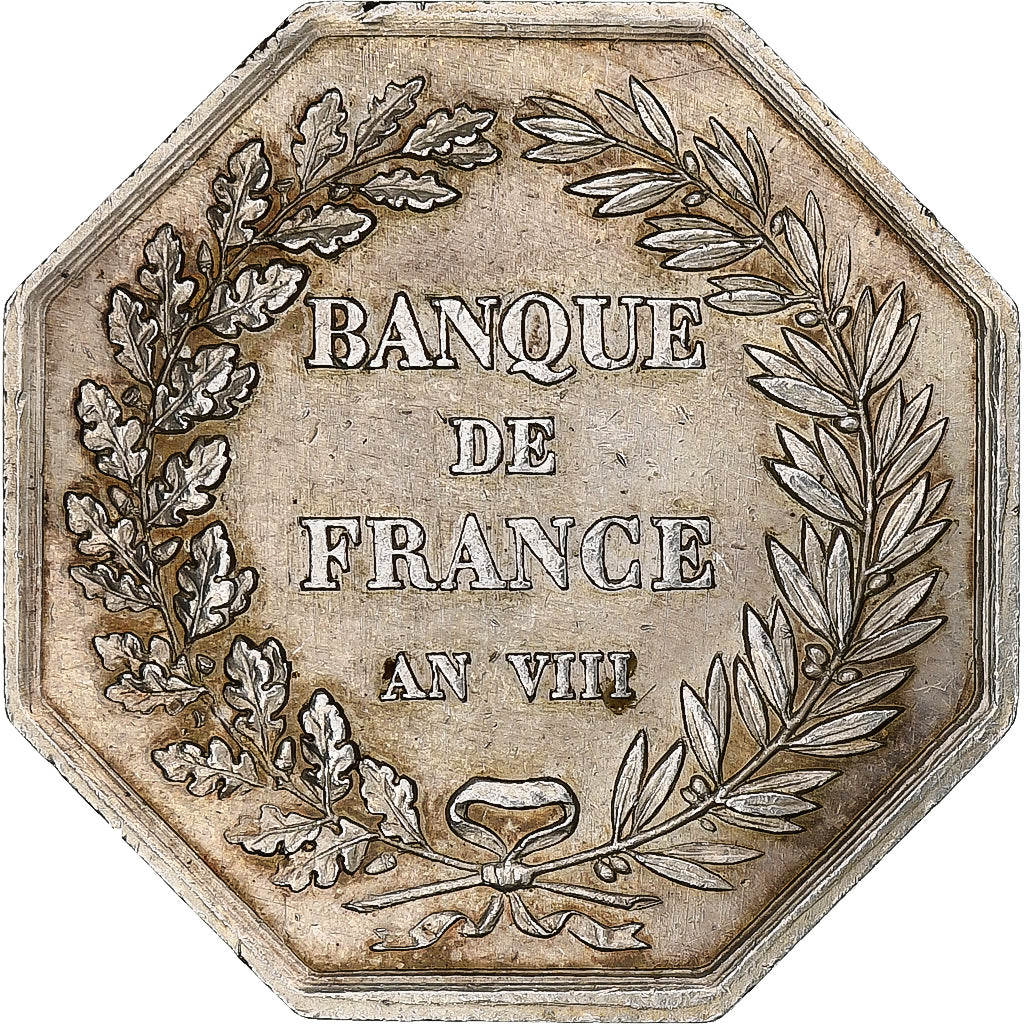 France, Token, Banque de France, An VIII, Silver, Dumarest, AU(50-53)
