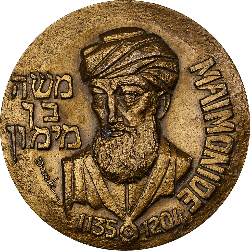 Francja, medal, Maïmonide, 1983, Monnaie de Paris, Brązowy, Douek, AU(55-58)