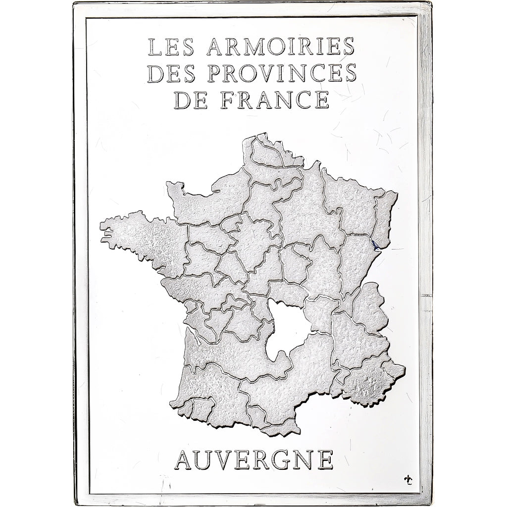 França, medalha, Provinces de France, Auvergne, 1976, Prata, Proof, AU(55-58)