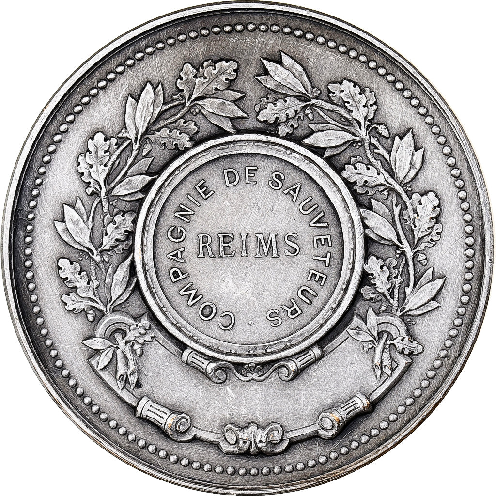 France, Medal, Compagnie des sauveteurs, Reims, Silvered bronze, Desaide