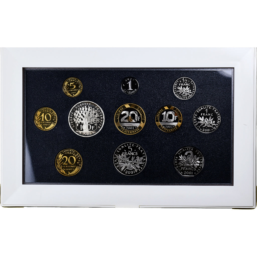 Francia, Coffret 1 c. à 100 frs., 2001, Monnaie de Paris, FS, N.C., FDC