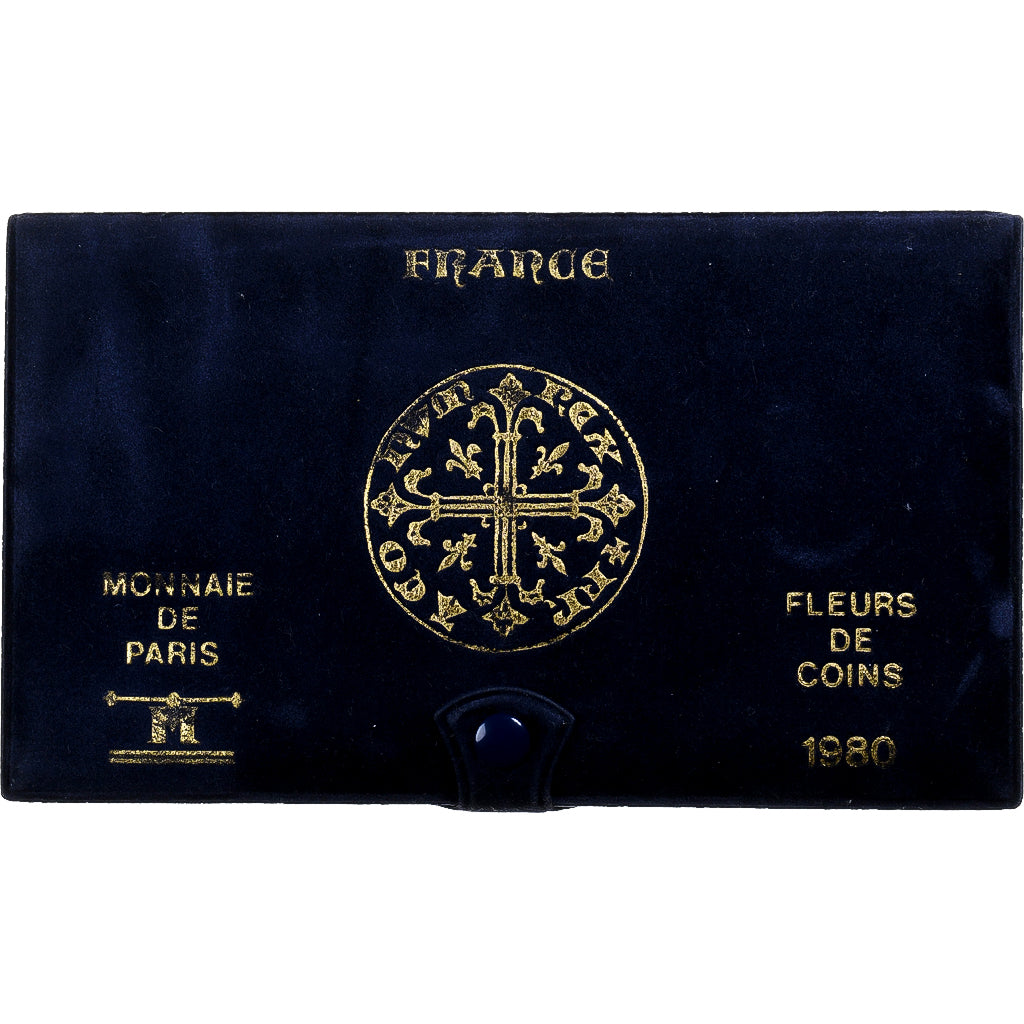 France, Coffret 1 c. à 50 frs., 1980, Monnaie de Paris, FDC, MS(65-70)