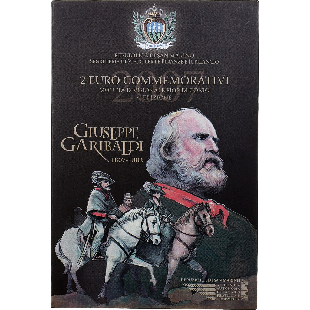 San Marino, 2 Euro, Giuseppe Garibaldi, FDC, 2007, Rome, Bimetaliczny, MS(65-70)