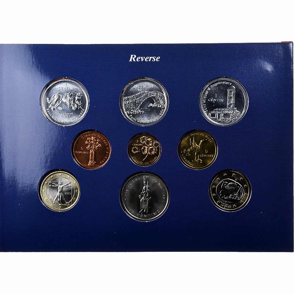 Andorra, Set 1c. to 1€, BU, 2003, MS(65-70)