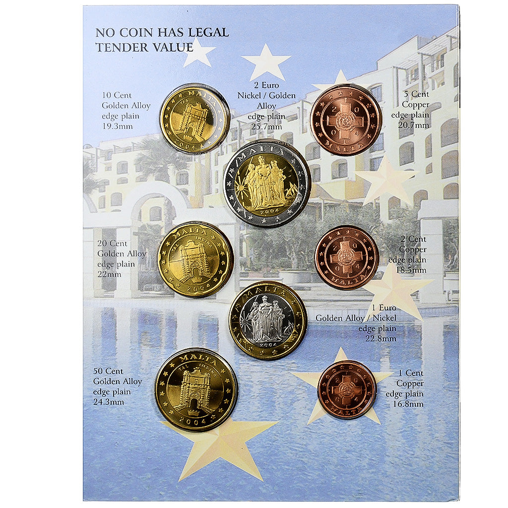 Malta, 1 Cent to 2 Euro, unofficial private coin, 2004, MS(65-70)