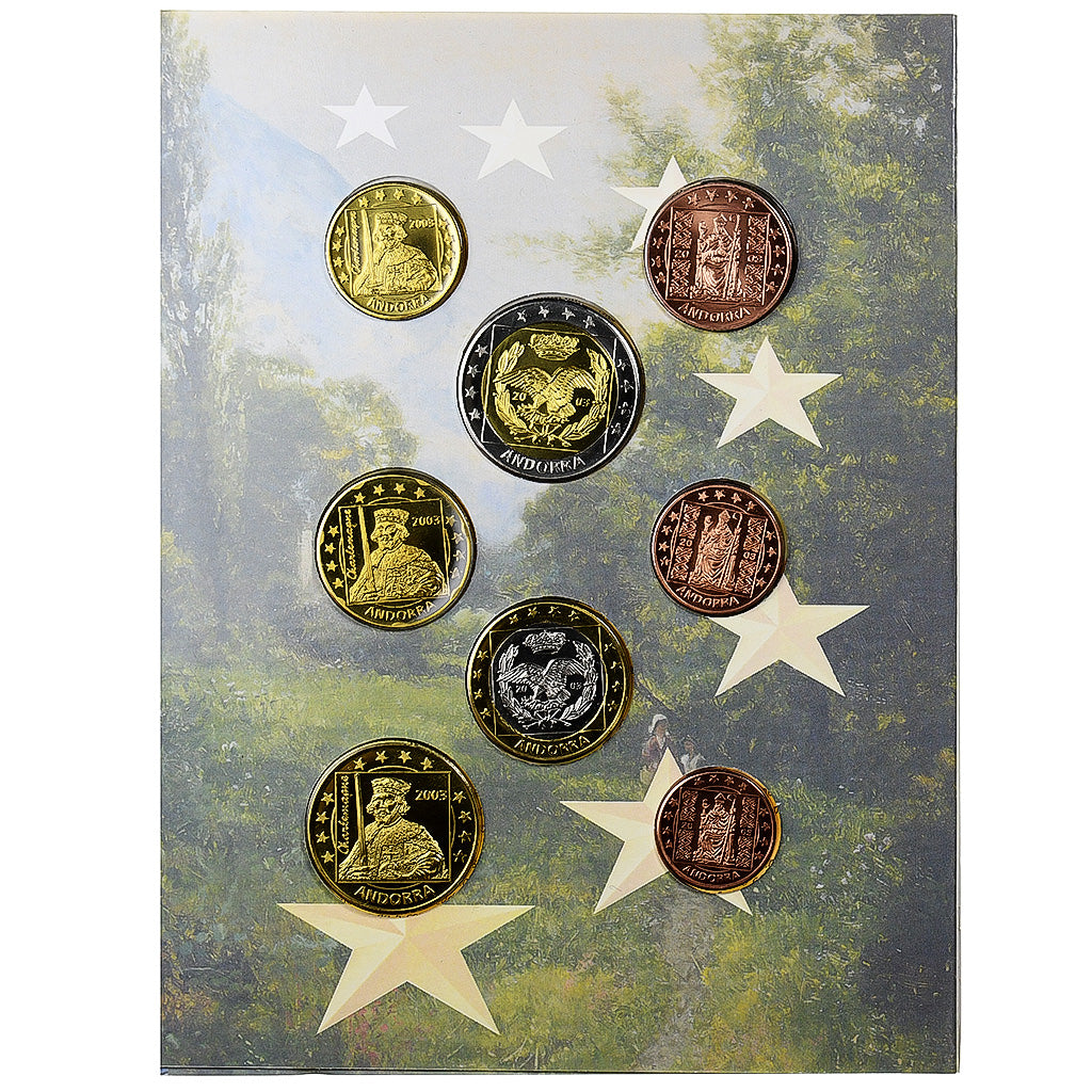 Andorra, 1 Cent to 2 Euro, unofficial private coin, 2003, MS(65-70)