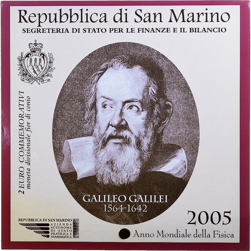 San Marino, 2 Euro, Galileo Galilei, FDC, 2005, Rome, MS(65-70)