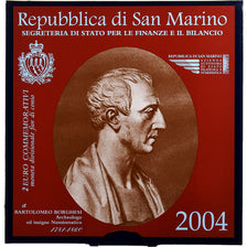 San Marino, 2 Euro, Bartolomeo Borghesi, FDC, 2004, Rome, Bi-Metallic, MS(65-70)