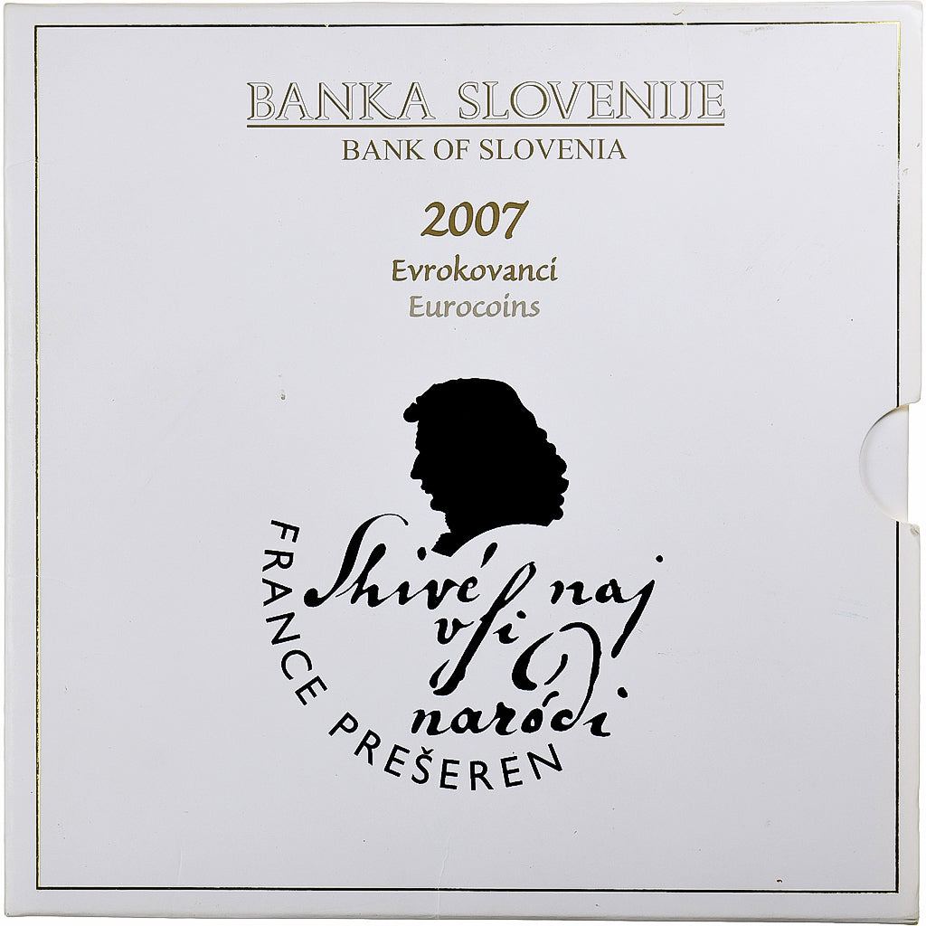 Eslovénia, 1 Cent to 2 Euro, France Prešeren, BU, 2007, N/D, MS(65-70)
