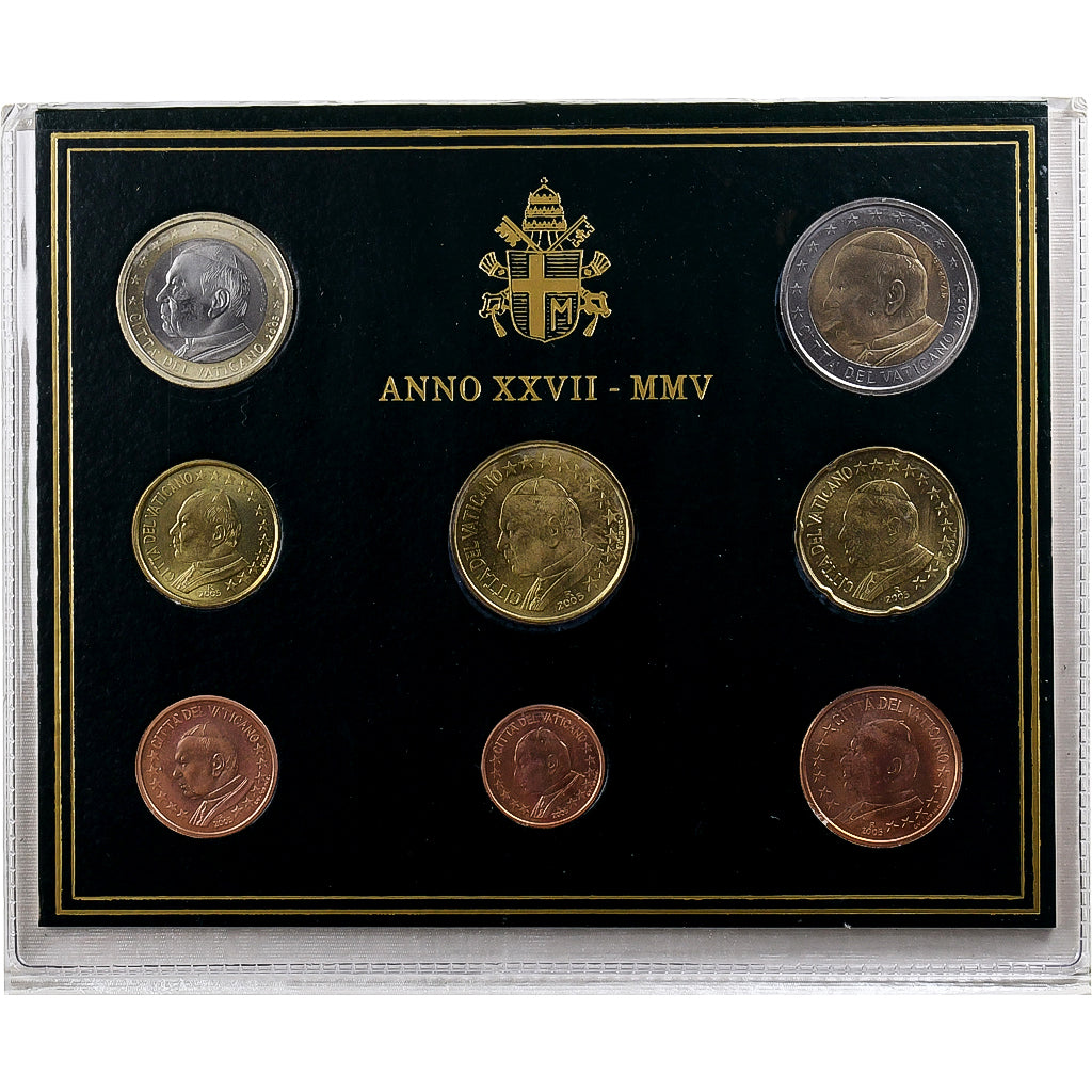 Vatican, Jean-Paul II, 1 Cent to 2 Euro, BU, 2005, Rome, MS(65-70)