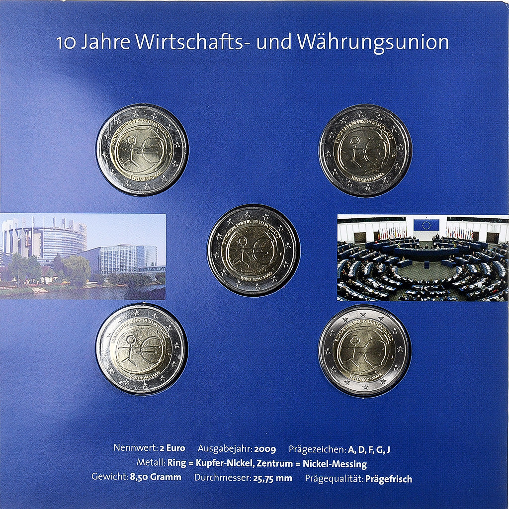 Deutschland, 2€ x 5, BU, 2009, Bi-Metallic, STGL