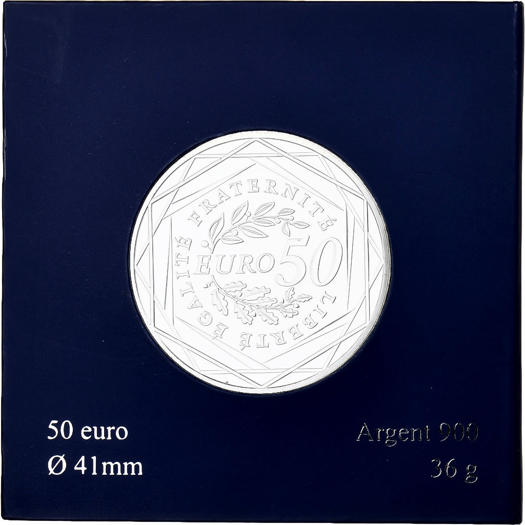 Francja, 50 Euro, Semeuse, 2010, Monnaie de Paris, Srebro, MS(63)