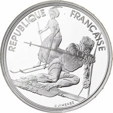 France, 100 Francs, Albertville - Slalom, 1990, MDP, Proof, Silver, MS(65-70)