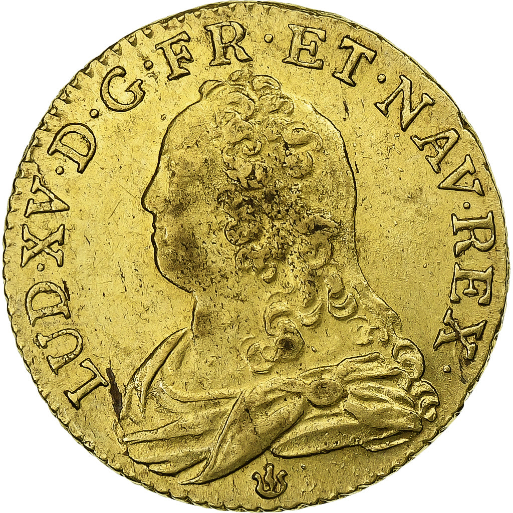 France, Louis XV, Louis d'or aux lunettes, 1728/7, Lyon, Gold, AU(50-53)