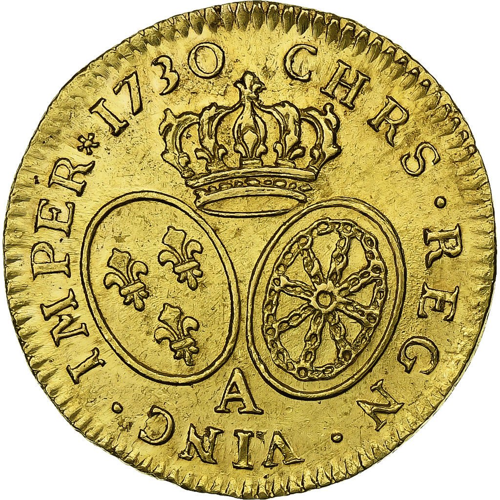 Francia, Louis XV, Louis d'or aux lunettes, 1730, Paris, Oro, SPL-, Gadoury:340