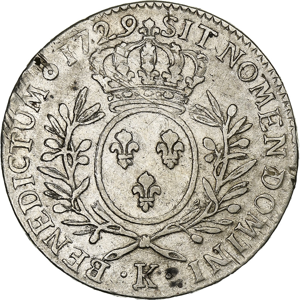 France, Louis XV, 1/2 Ecu aux branches d'olivier, 1729, Bordeaux, Silver