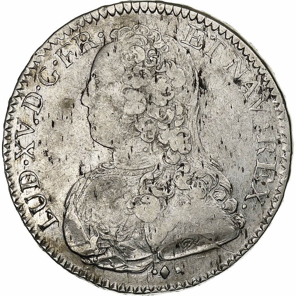 Francia, Louis XV, 1/2 Ecu aux branches d'olivier, 1729, Bayonne, Plata, BC+