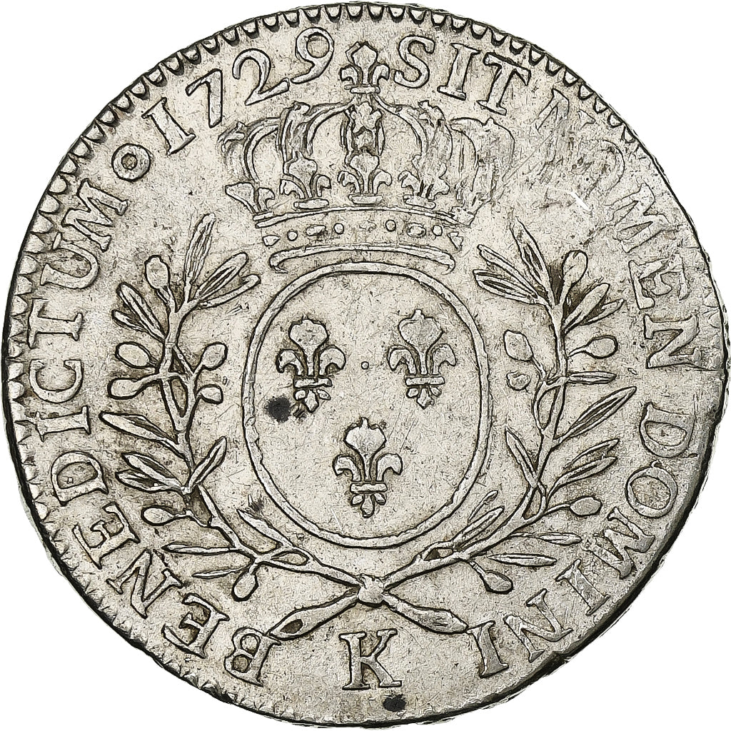 Francia, Louis XV, 1/2 Ecu aux branches d'olivier, 1729, Bordeaux, Argento, MB+