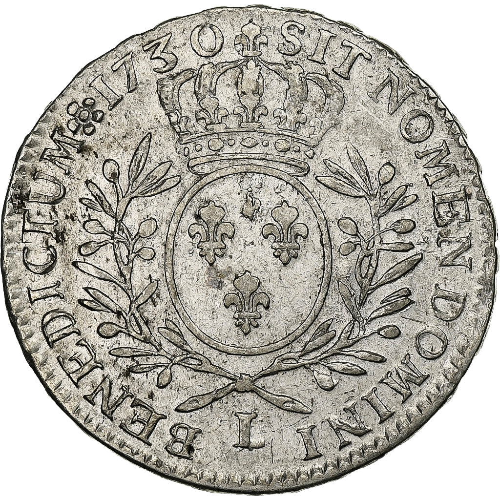 França, Louis XV, 1/2 Ecu aux branches d'olivier, 1730, Bayonne, Prata