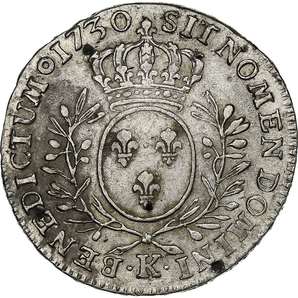 França, Louis XV, 1/2 Ecu aux branches d'olivier, 1730, Bordeaux, Prata