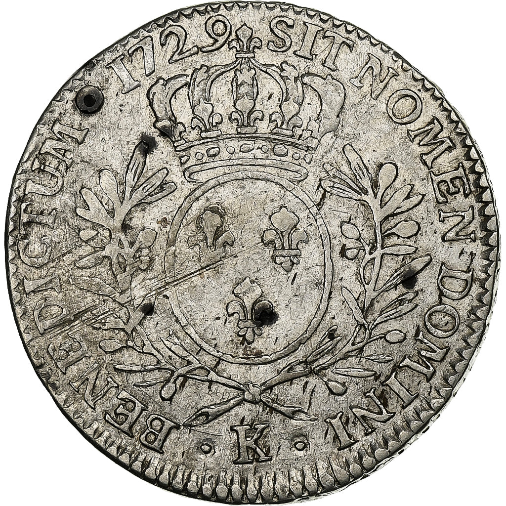 Francia, Louis XV, 1/2 Ecu aux branches d'olivier, 1729, Bordeaux, Plata, BC+