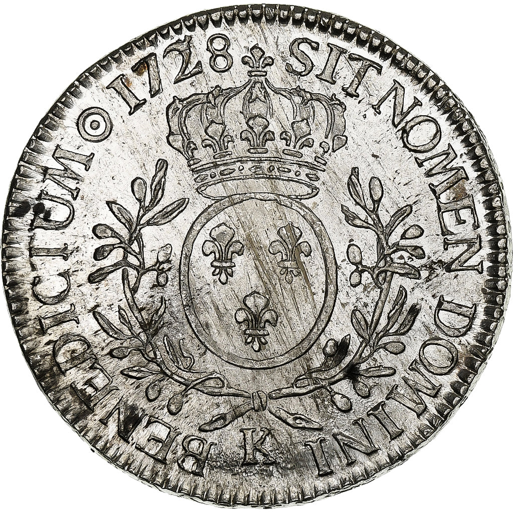 Frankrijk, Louis XV, Ecu aux branches d'olivier, 1728, Bordeaux, Zilver, PR