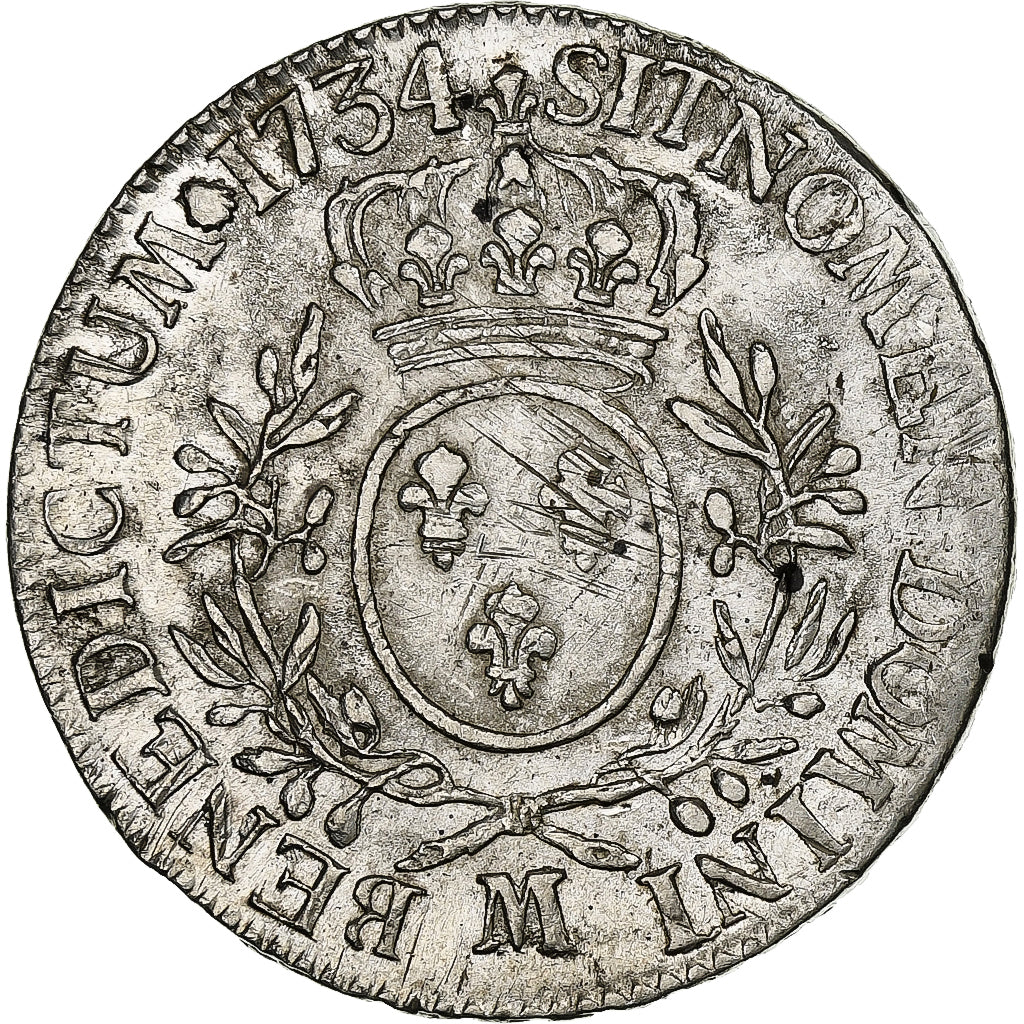 Frankrijk, Louis XV, Ecu aux branches d'olivier, 1734, Toulouse, Zilver, ZF+
