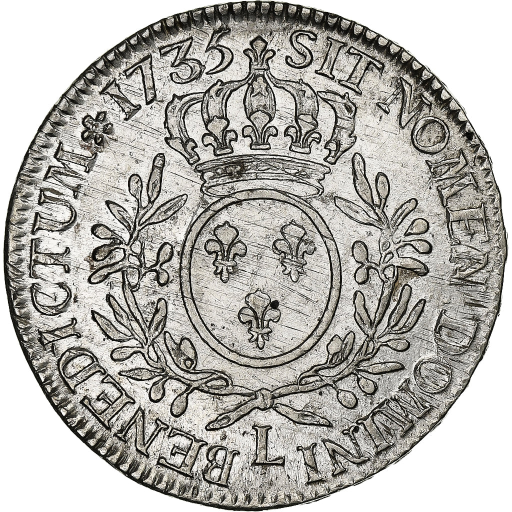 Frankrijk, Louis XV, Ecu aux branches d'olivier, 1735, Bayonne, Zilver, ZF+