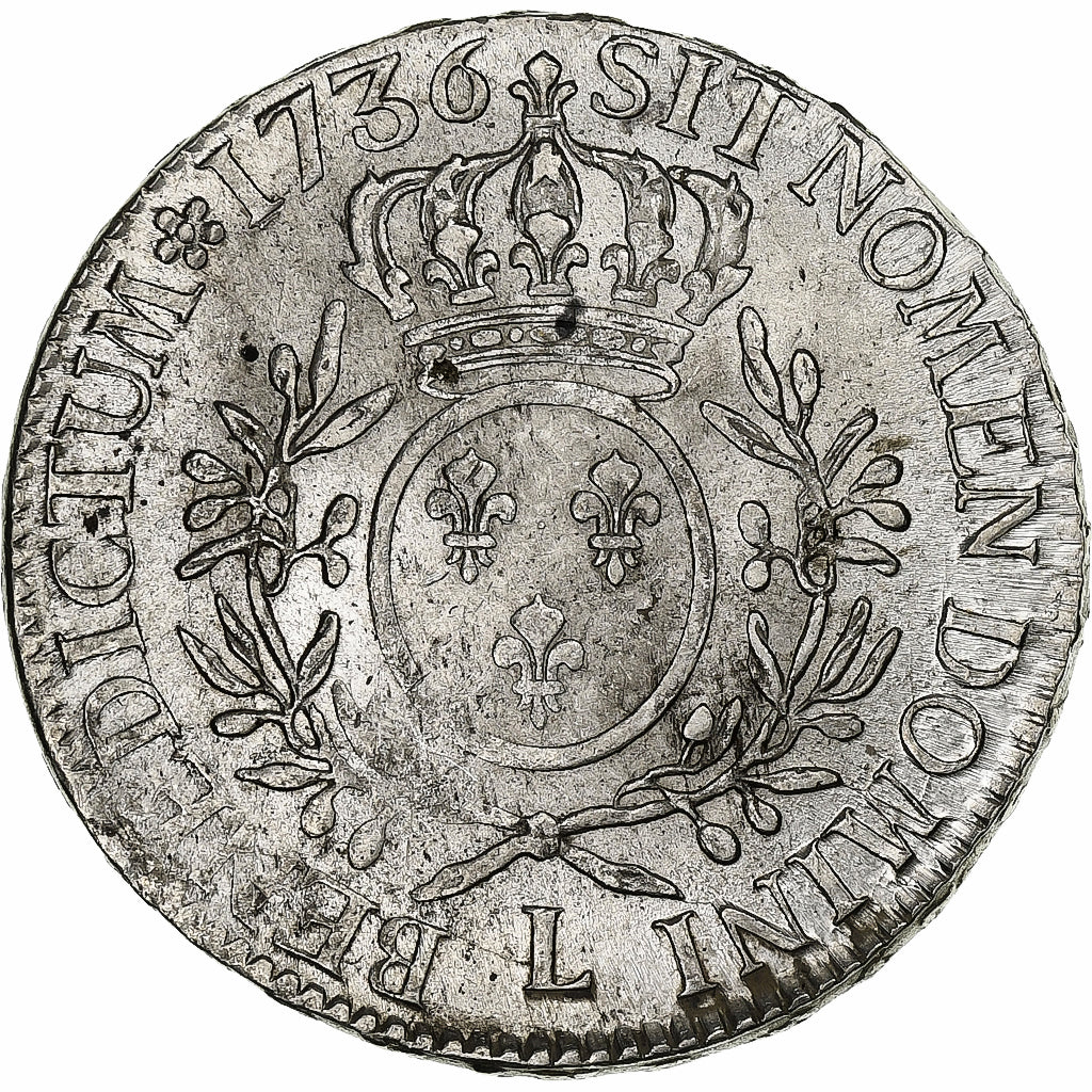 Frankrijk, Louis XV, Ecu aux branches d'olivier, 1736, Bayonne, Zilver, ZF