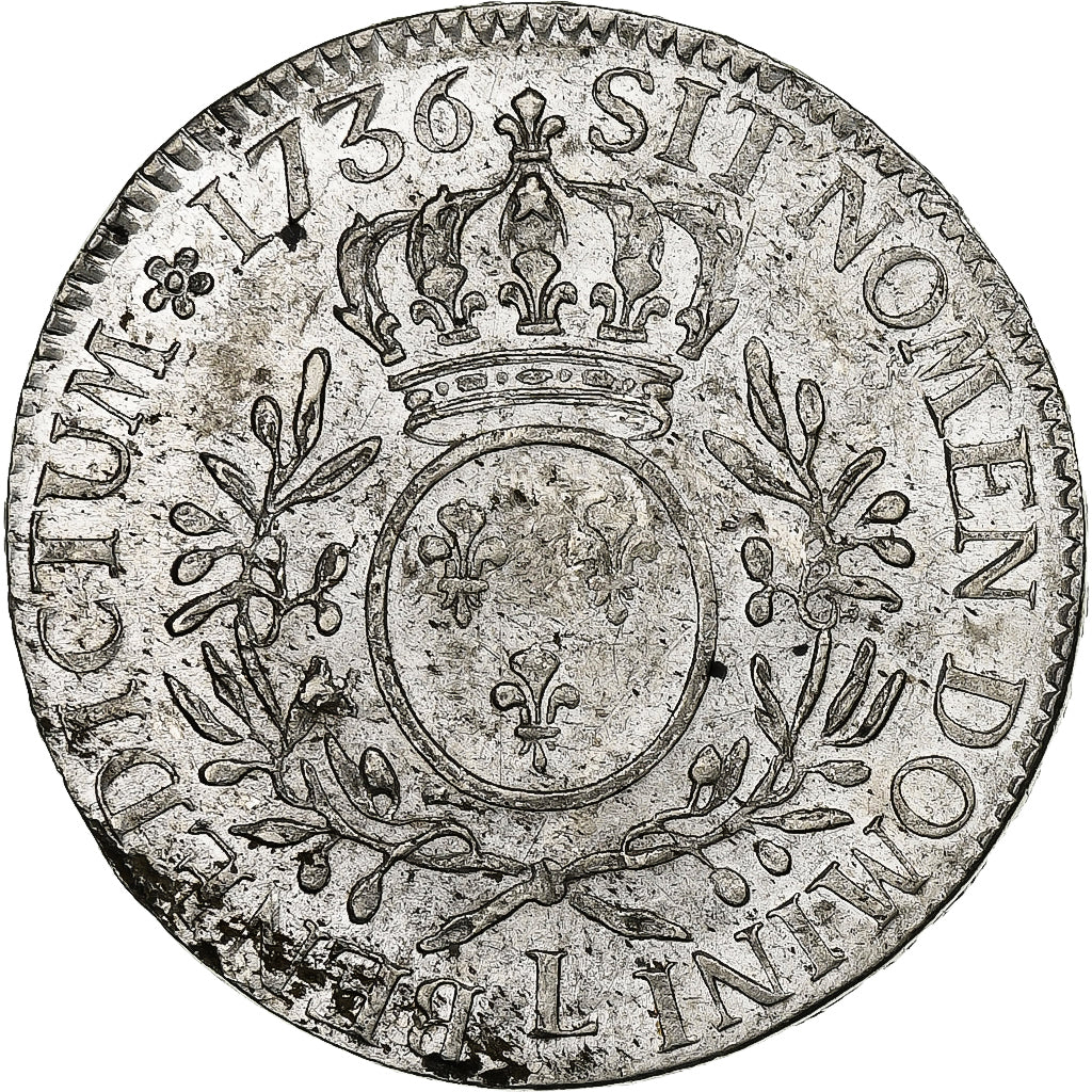 Frankrijk, Louis XV, Ecu aux branches d'olivier, 1736, Bayonne, Zilver, ZF