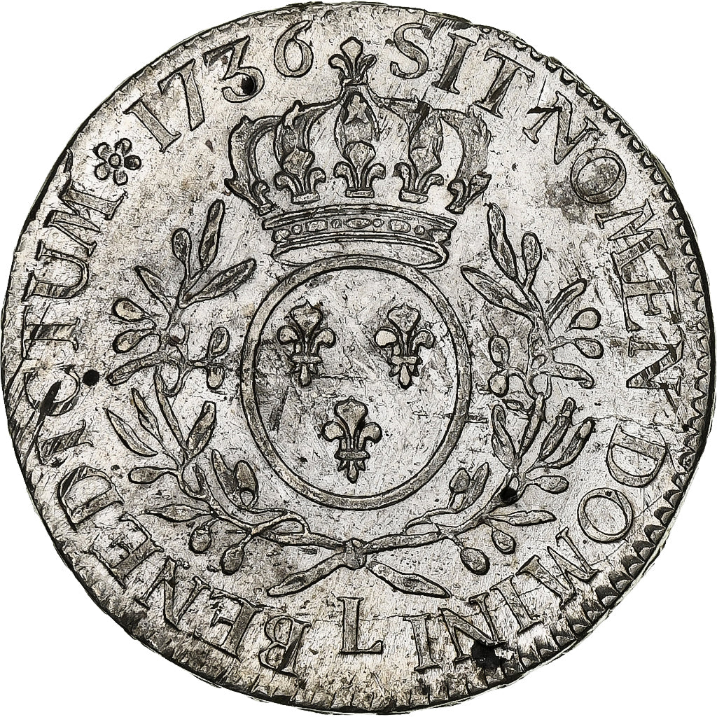 Frankrijk, Louis XV, Ecu aux branches d'olivier, 1736, Bayonne, Zilver, ZF+