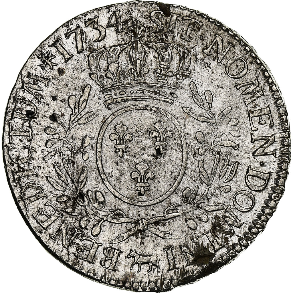 Frankrijk, Louis XV, Écu de Béarn aux branches d'olivier, 1734, Pau, Zilver